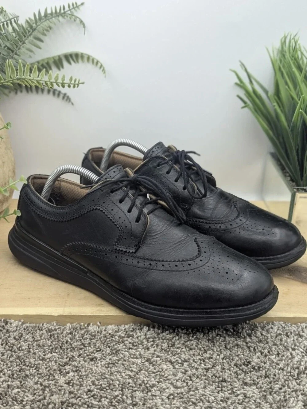 Kuru Warhol Black Leather Wingtip Mens Size 10 Casual Dress Comfort Shoes